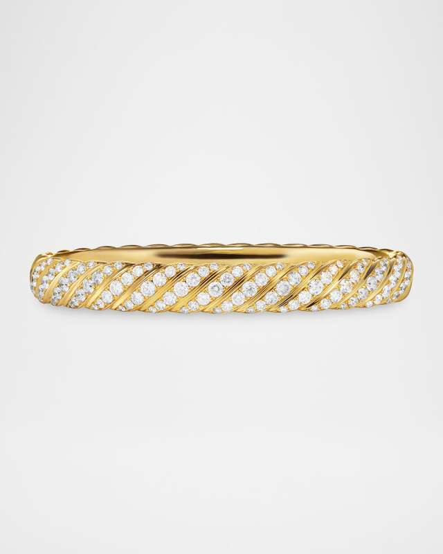 Sculpted Cable Bracelet with Diamonds in 18K Gold, 8